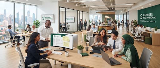 Diverse team of recruitment professionals collaborating in a modern office